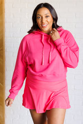Had Me in the First Half Pullover Hoodie in Flamingo Pink Rae Mode